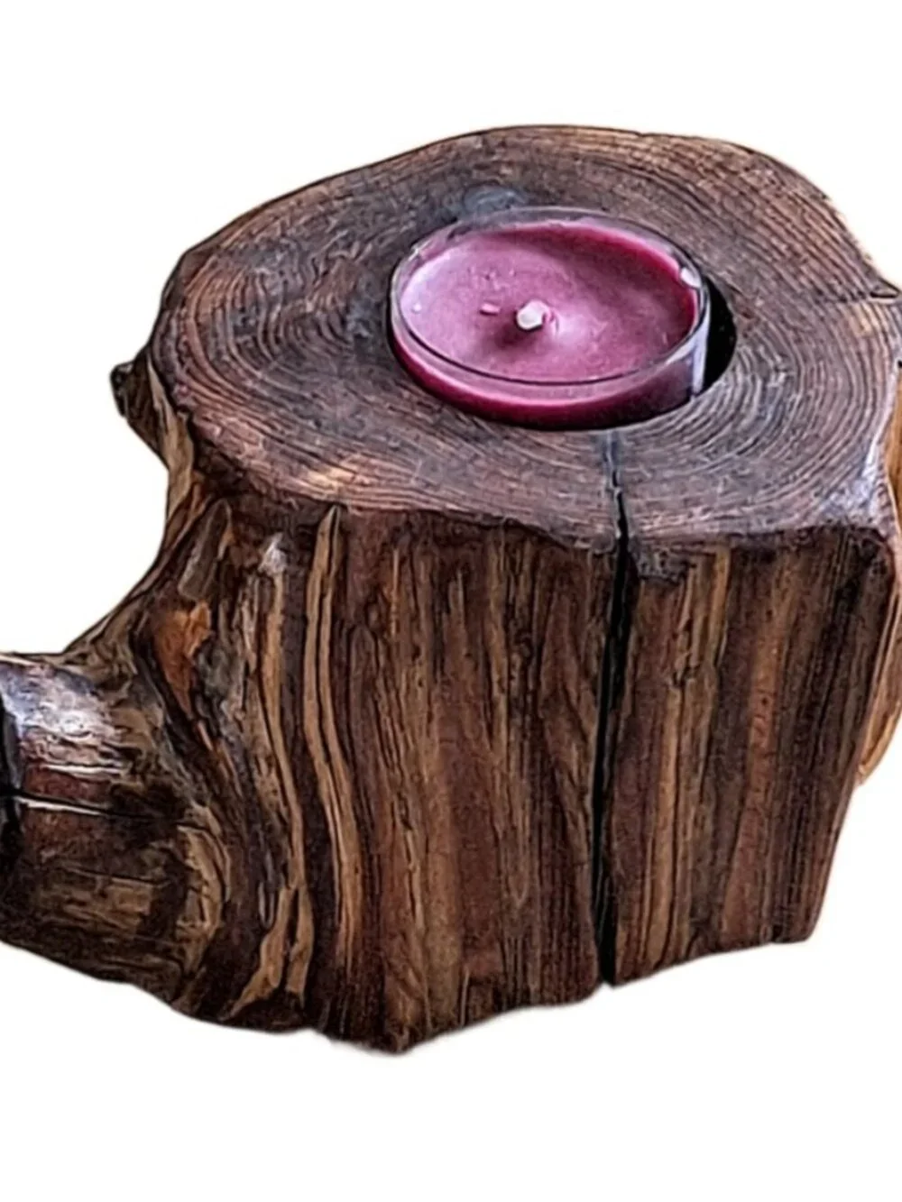 Handcrafted Rustic Natural Wood Tealight/Votive Candle Holder